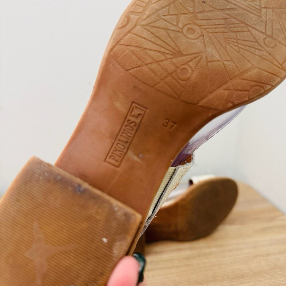Pikolinos Blanes White And Brown Leather Sandal Women’s Size 6.5 - Picture 9 of 11